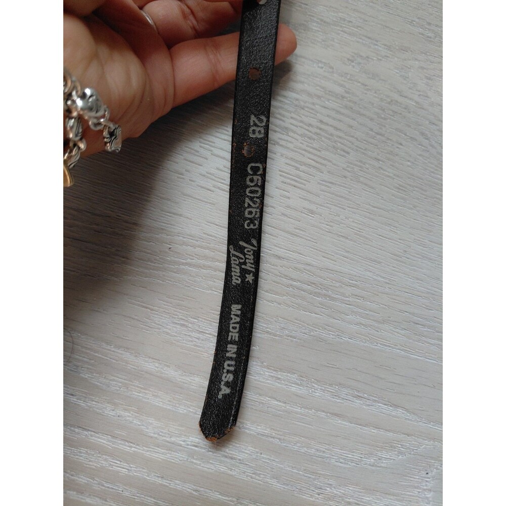 Tony lama belt C60264 Made In Usa womens size 28 Black Leather silver details - Picture 5 of 10